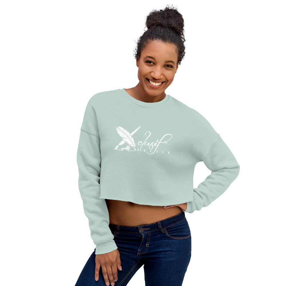 XCLUSIF POETIX WHITE LOGO Women's Crop Sweatshirt