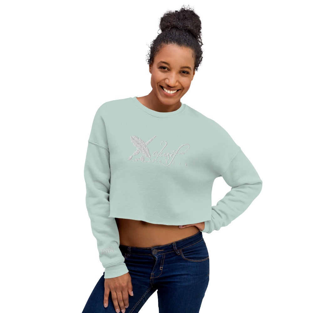 XCLUSIF POETIX WHITE LOGO Embroidery Crop Sweatshirt