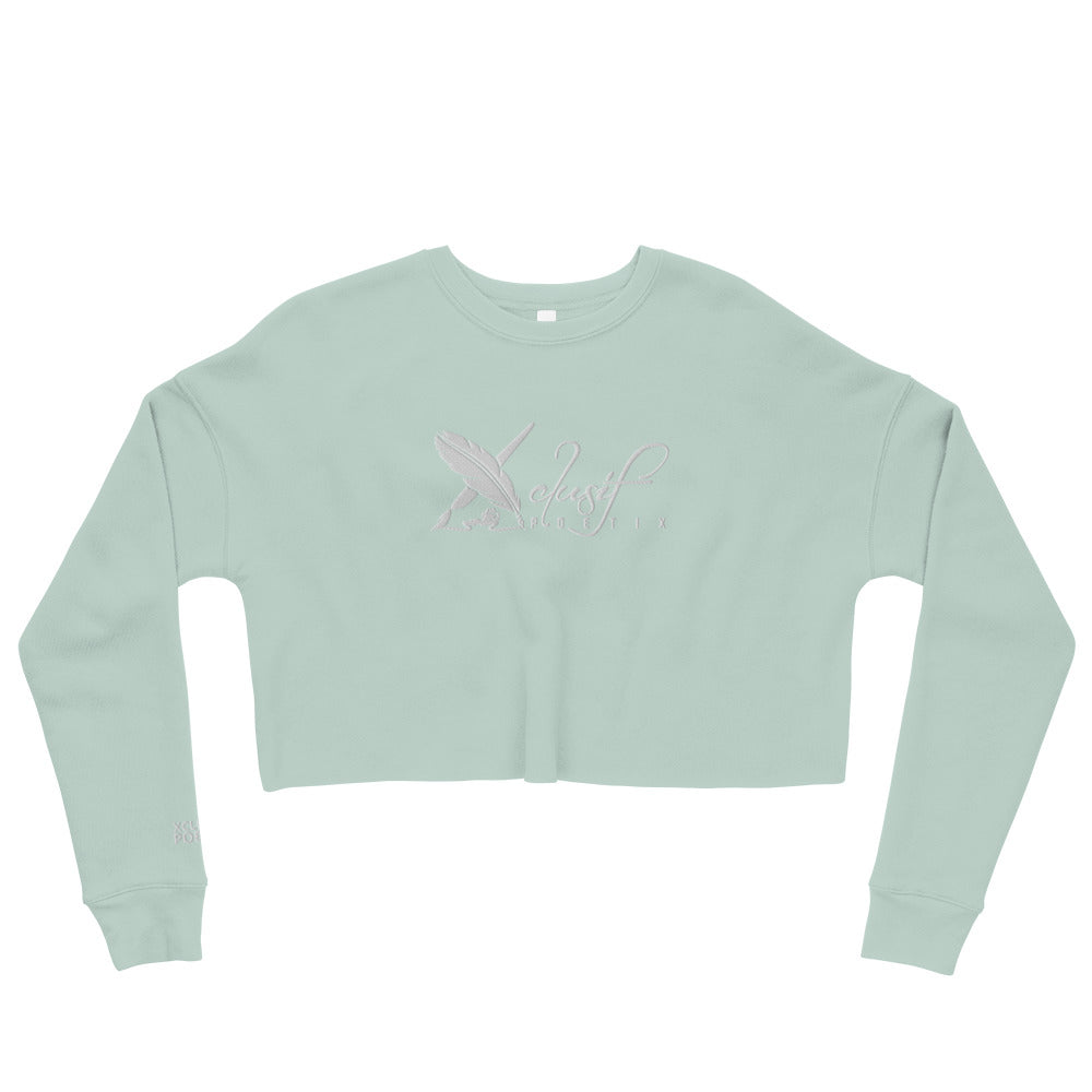 XCLUSIF POETIX WHITE LOGO Embroidery Crop Sweatshirt