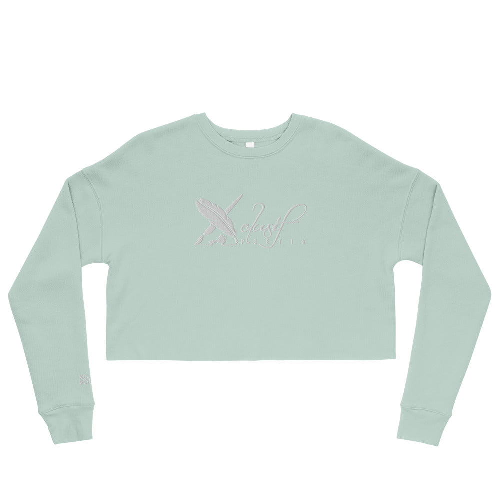 XCLUSIF POETIX WHITE LOGO Embroidery Crop Sweatshirt