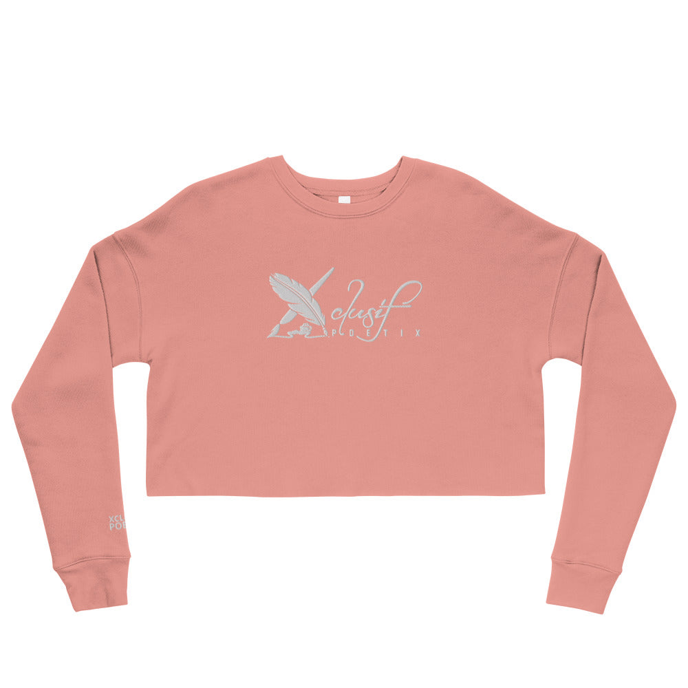 XCLUSIF POETIX WHITE LOGO Embroidery Crop Sweatshirt