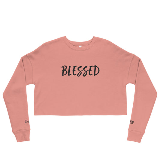 BLESSED BY XCLUSIF POETIX EMBROIDERY Crop Sweatshirt