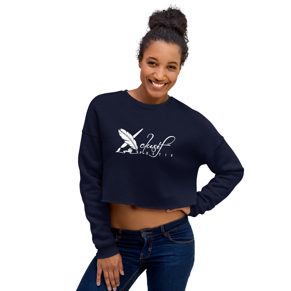 XCLUSIF POETIX WHITE LOGO Women's Crop Sweatshirt