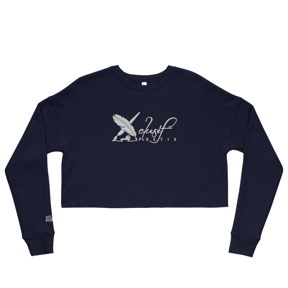 XCLUSIF POETIX WHITE LOGO Embroidery Crop Sweatshirt