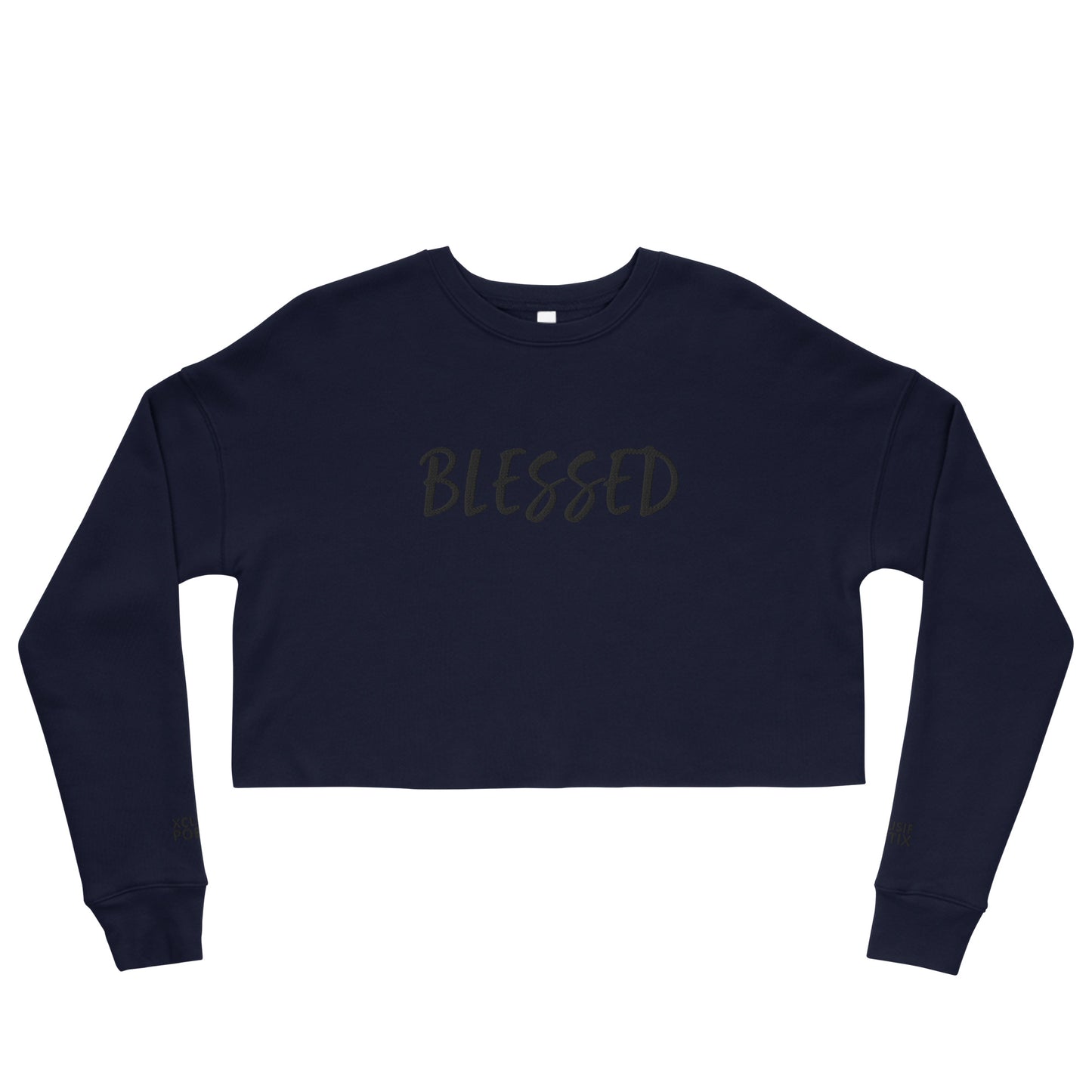 BLESSED BY XCLUSIF POETIX EMBROIDERY Crop Sweatshirt