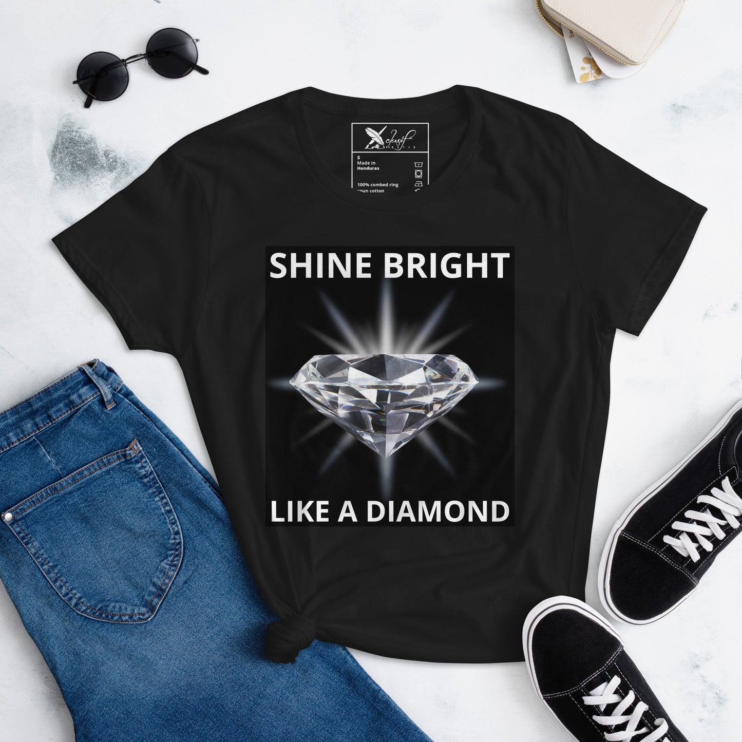 "SHINE BRIGHT LIKE A DIAMOND" BY XCLUSIF POETIX Women's short sleeve t-shirt