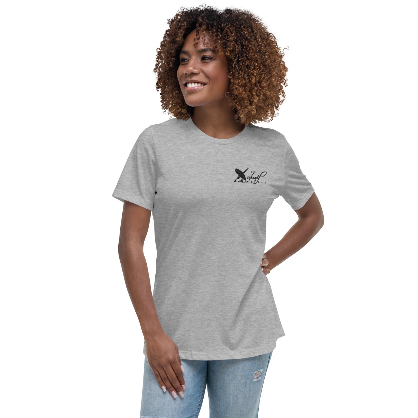 XCLUSIF POETIX BLACK LOGO Embroidery Women's Relaxed T-Shirt