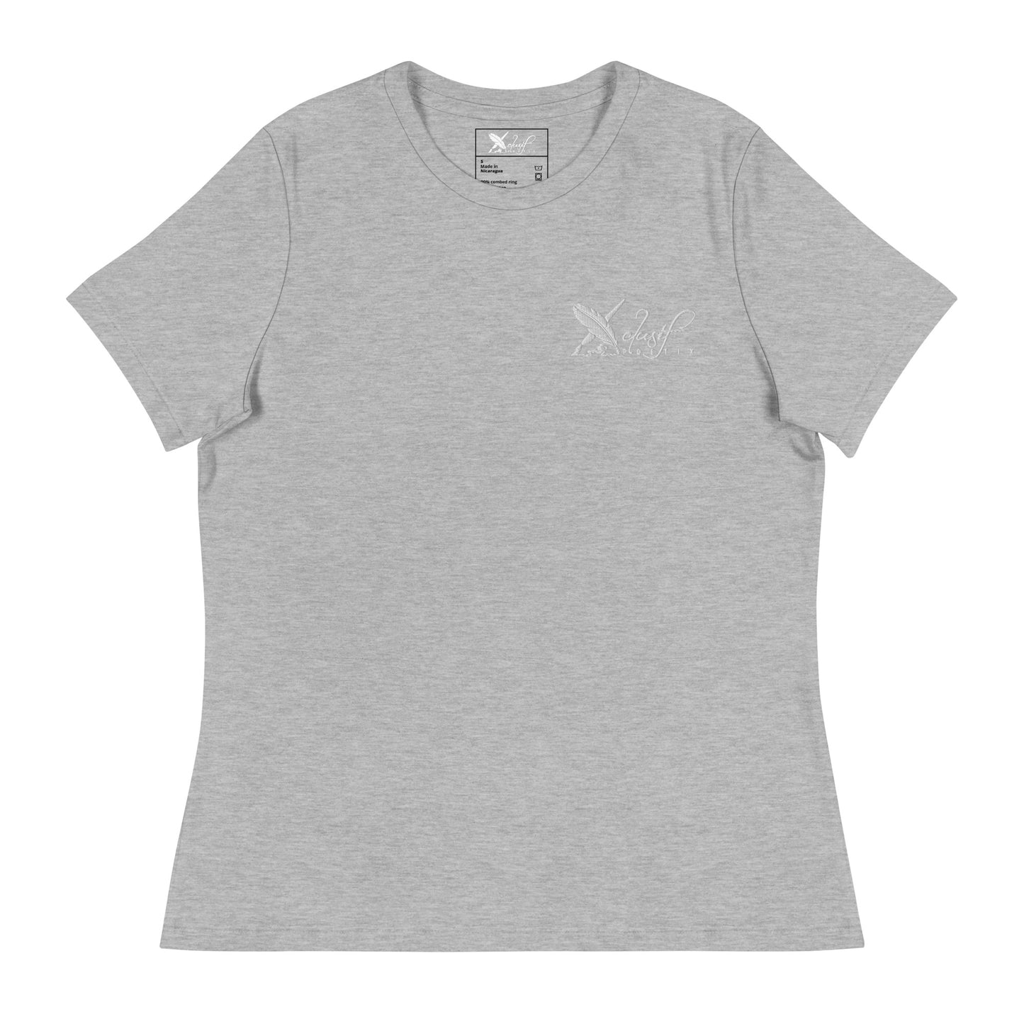 XCLUSIF POETIX WHITE LOGO Embroidery Women's Relaxed T-Shirt