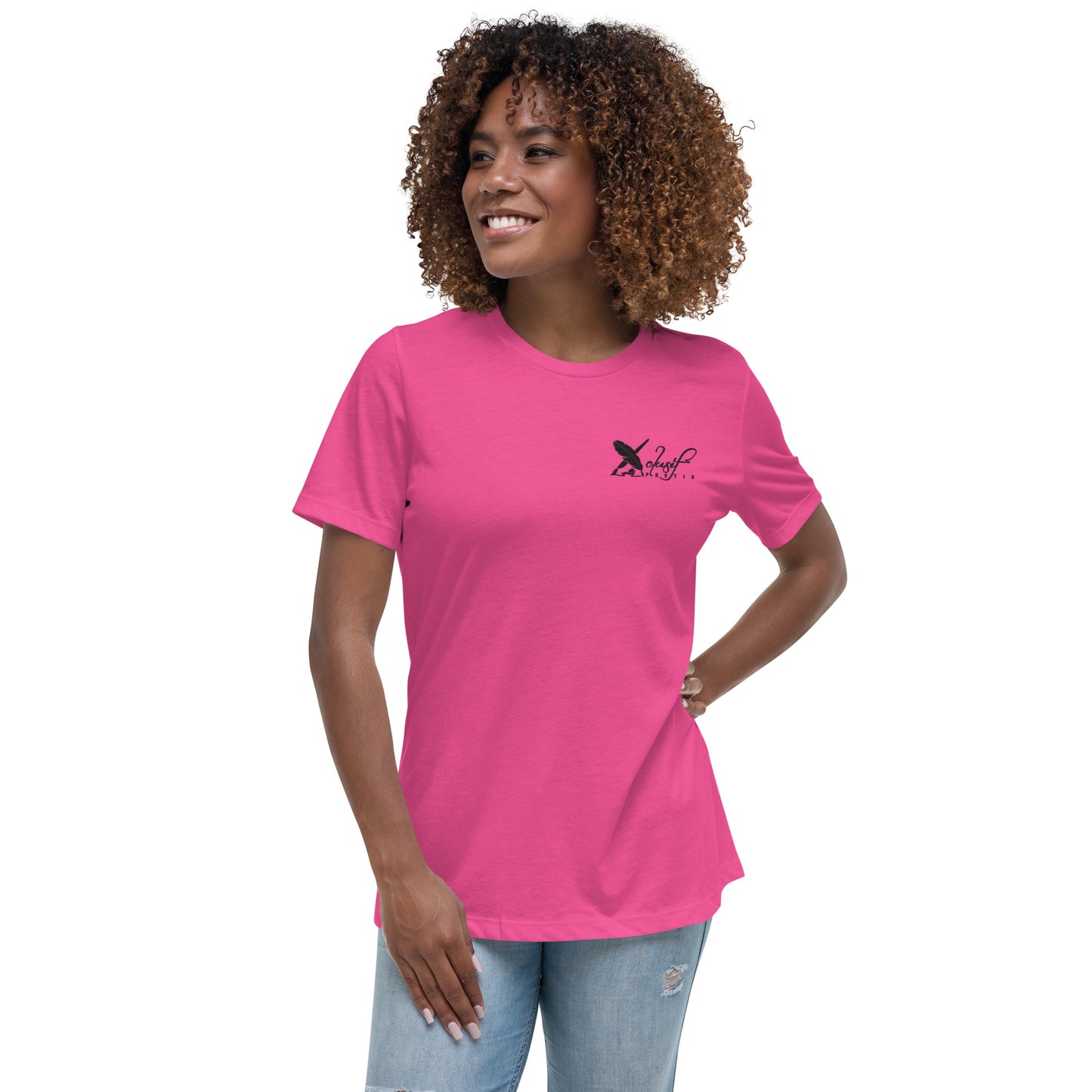 XCLUSIF POETIX BLACK LOGO Embroidery Women's Relaxed T-Shirt