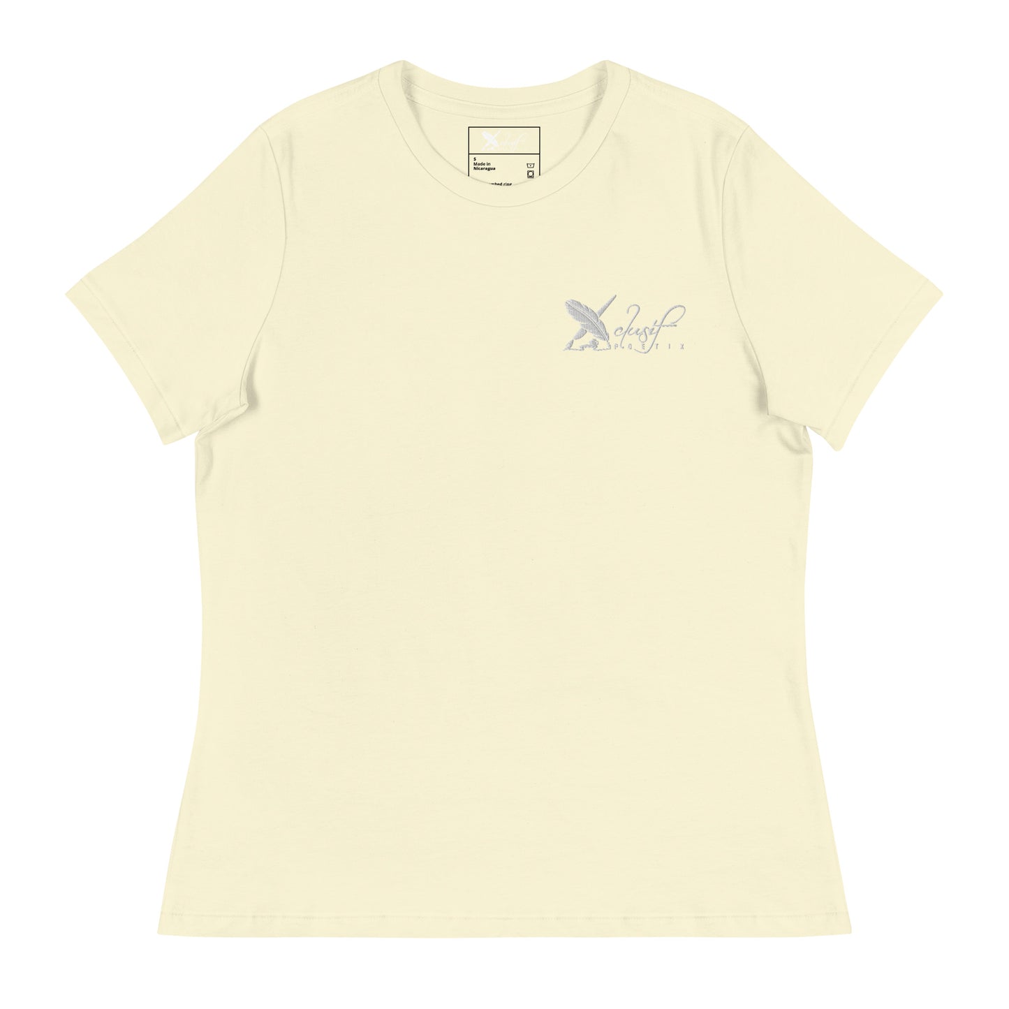 XCLUSIF POETIX WHITE LOGO Embroidery Women's Relaxed T-Shirt