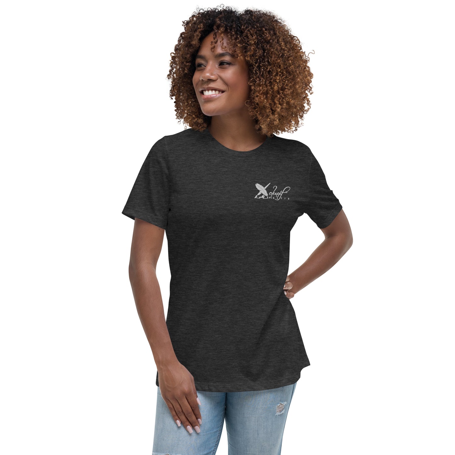 XCLUSIF POETIX WHITE LOGO Embroidery Women's Relaxed T-Shirt