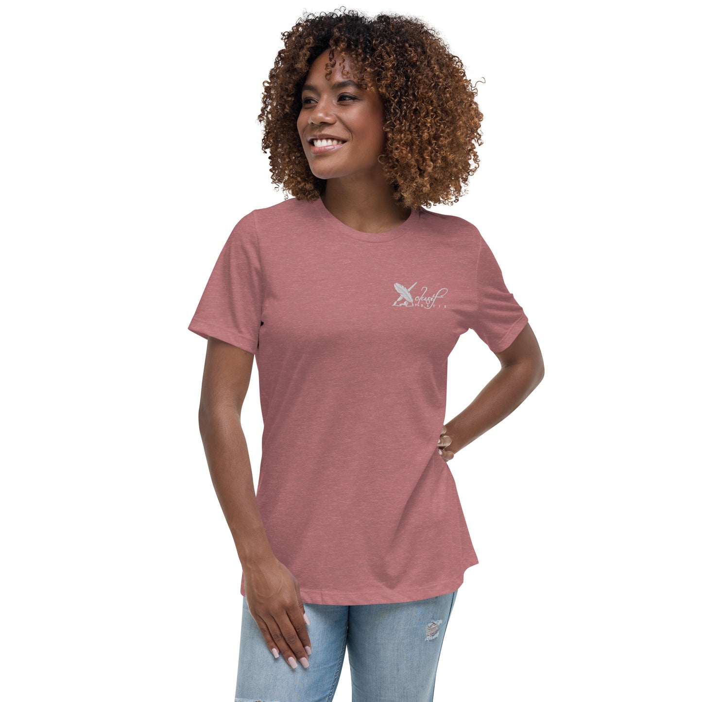 XCLUSIF POETIX WHITE LOGO Embroidery Women's Relaxed T-Shirt