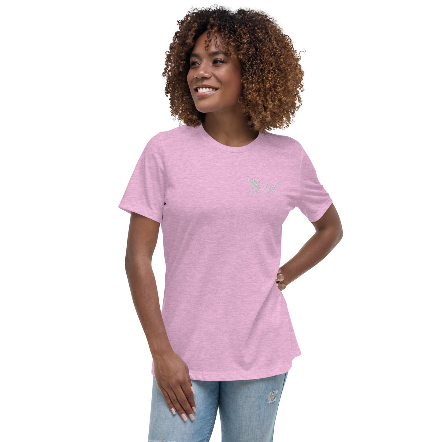 XCLUSIF POETIX WHITE LOGO Embroidery Women's Relaxed T-Shirt