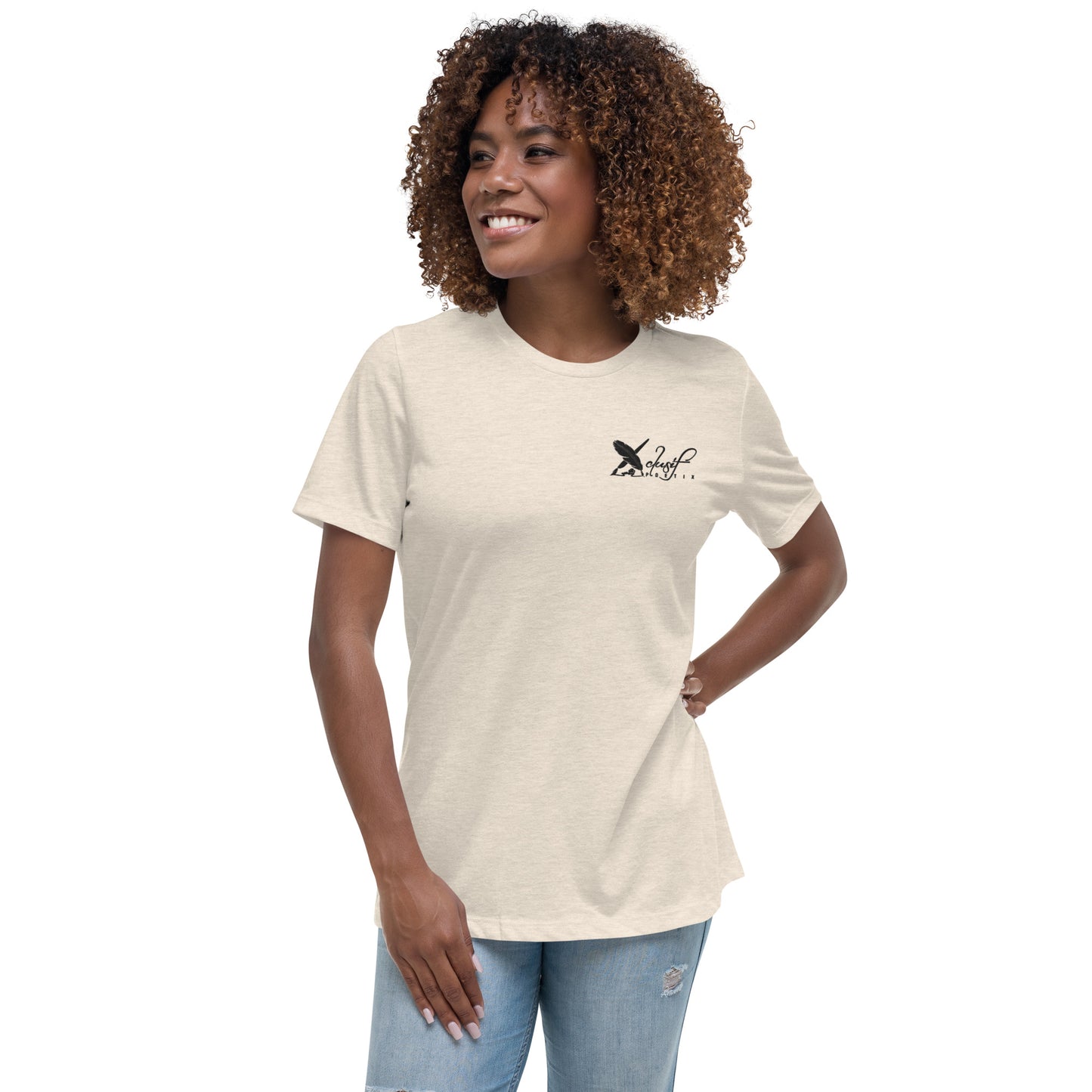 XCLUSIF POETIX BLACK LOGO Embroidery Women's Relaxed T-Shirt