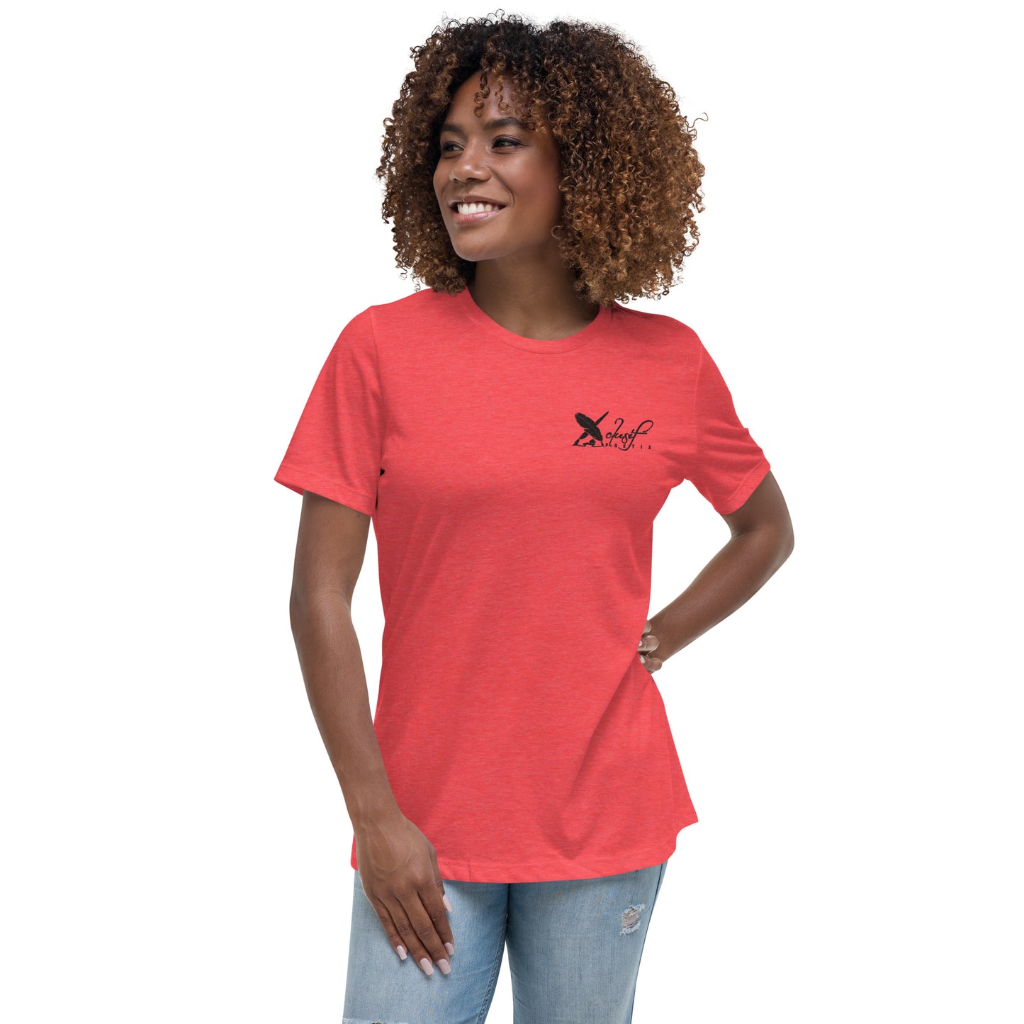 XCLUSIF POETIX BLACK LOGO Embroidery Women's Relaxed T-Shirt