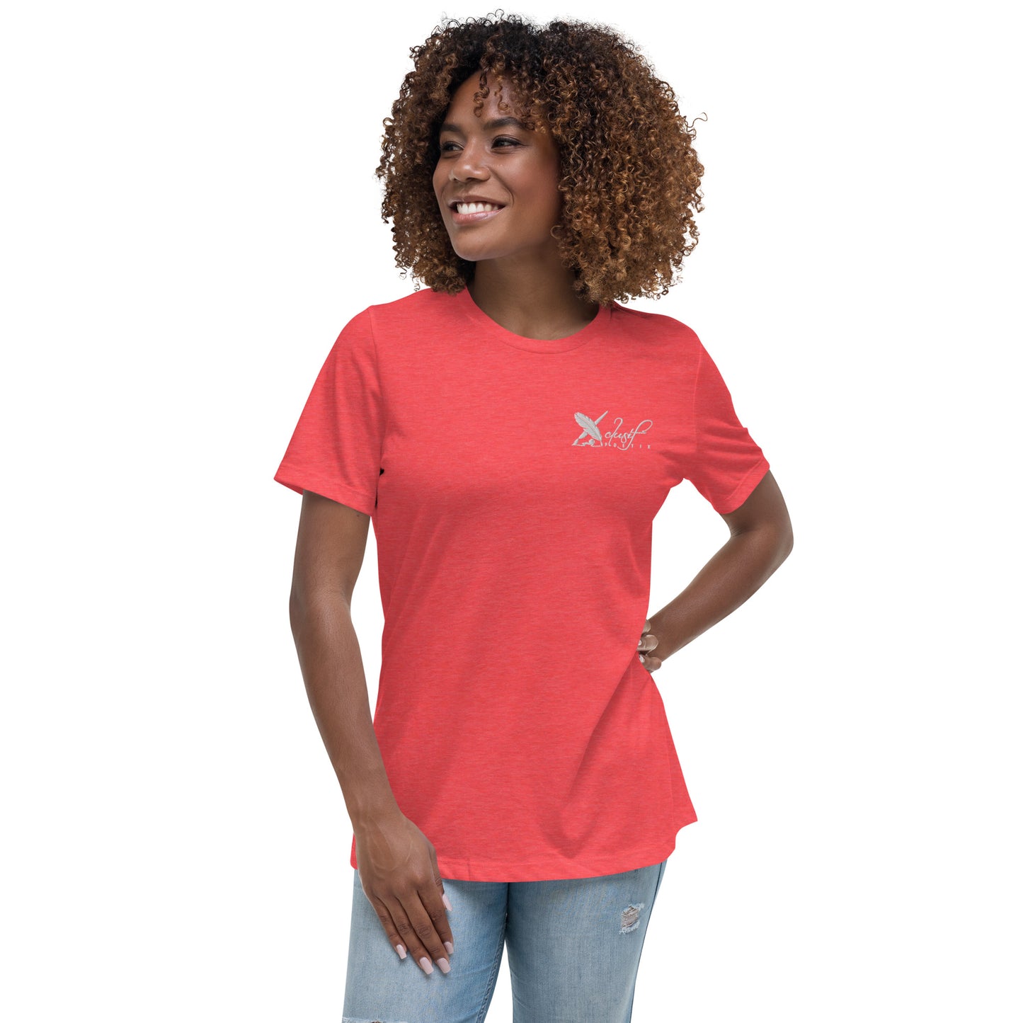 XCLUSIF POETIX WHITE LOGO Embroidery Women's Relaxed T-Shirt