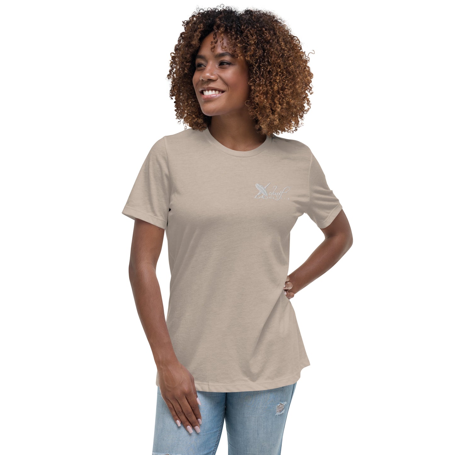 XCLUSIF POETIX WHITE LOGO Embroidery Women's Relaxed T-Shirt