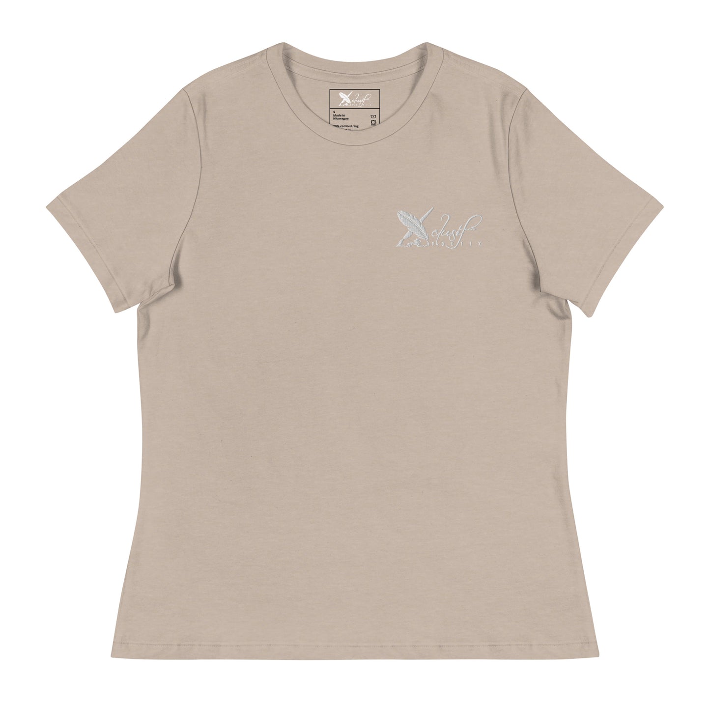 XCLUSIF POETIX WHITE LOGO Embroidery Women's Relaxed T-Shirt