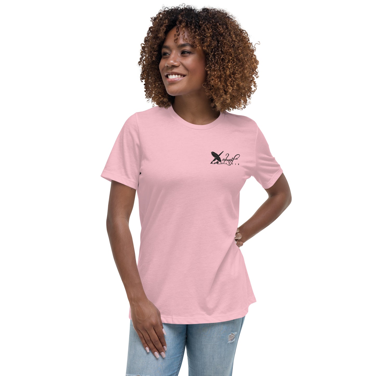 XCLUSIF POETIX BLACK LOGO Embroidery Women's Relaxed T-Shirt