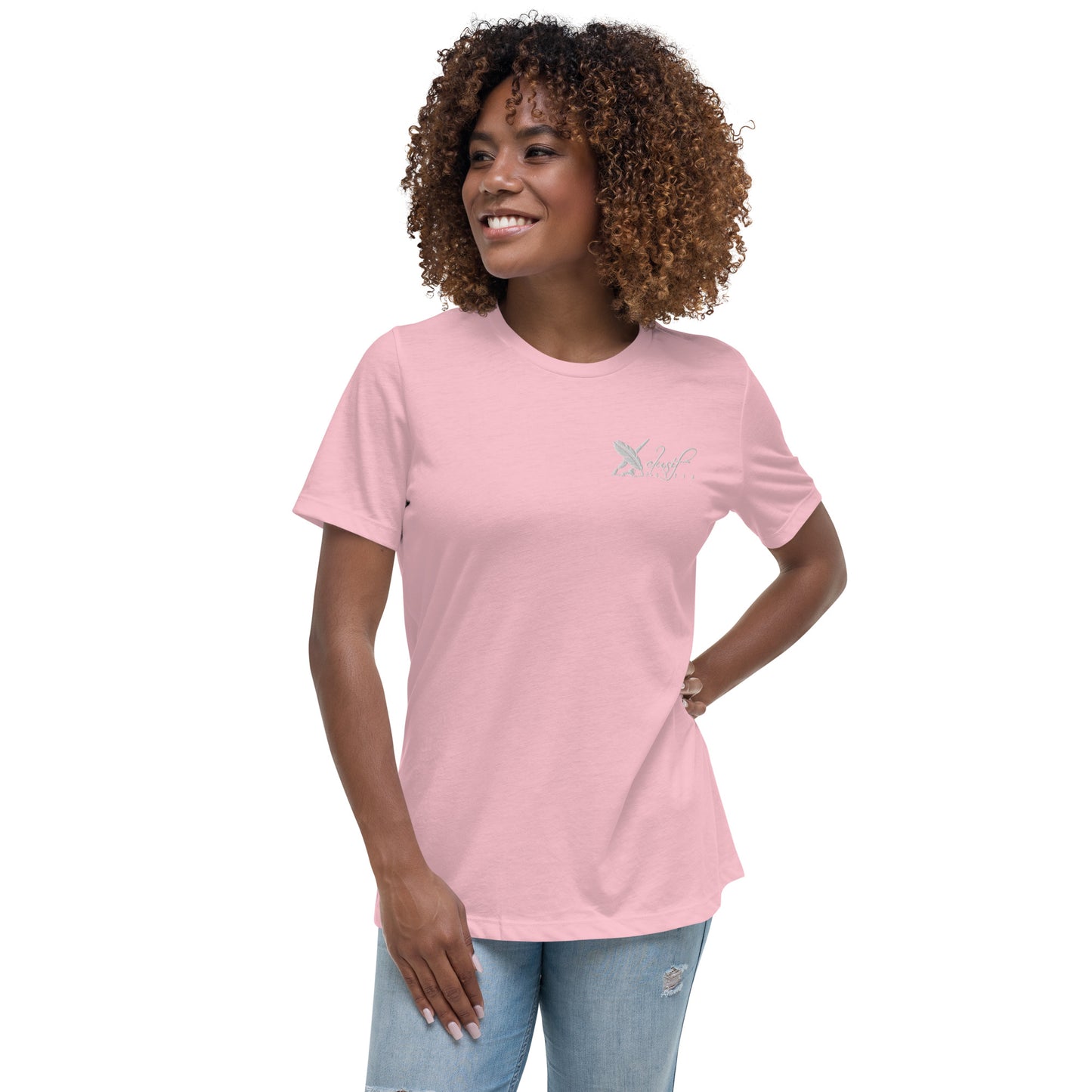 XCLUSIF POETIX WHITE LOGO Embroidery Women's Relaxed T-Shirt