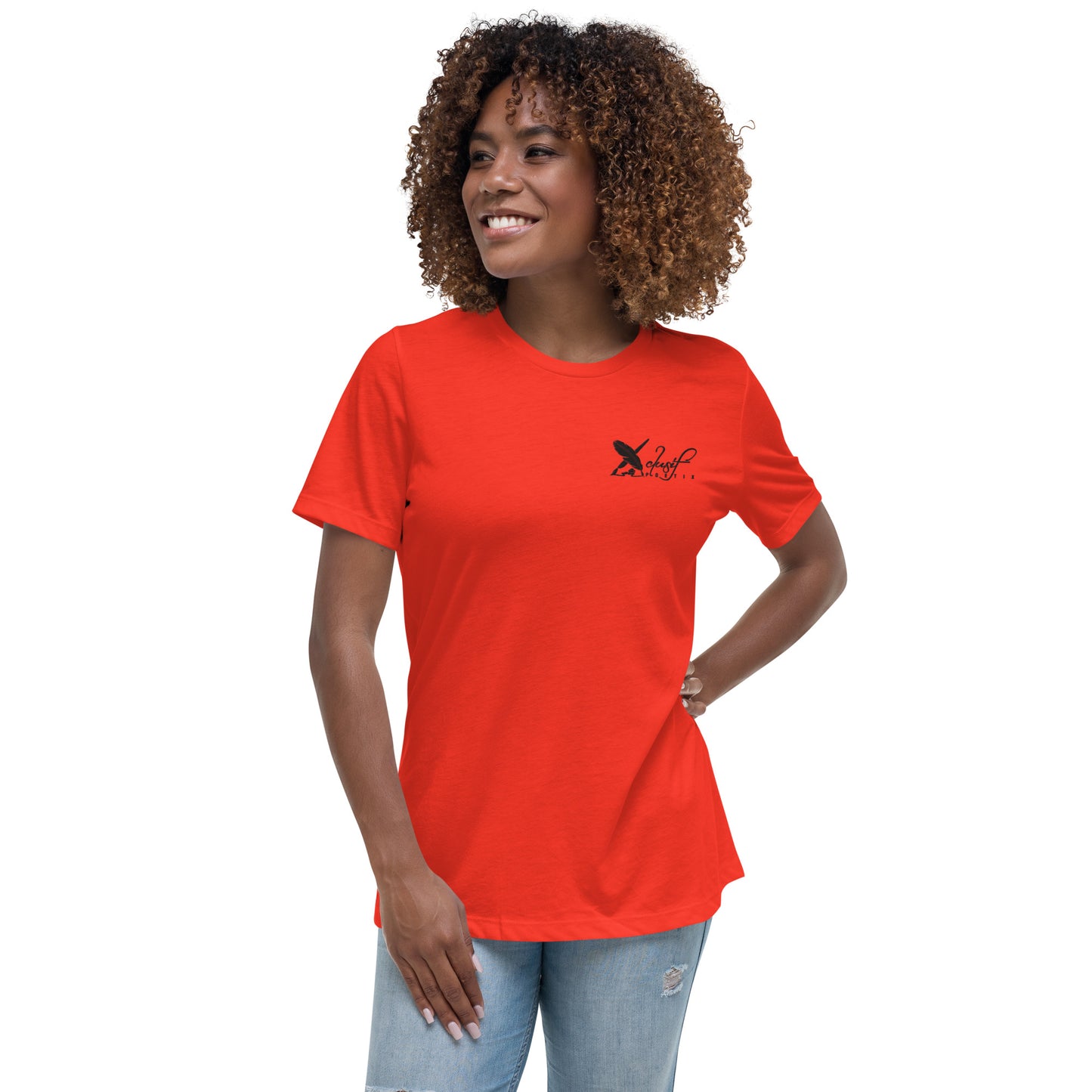 XCLUSIF POETIX BLACK LOGO Embroidery Women's Relaxed T-Shirt